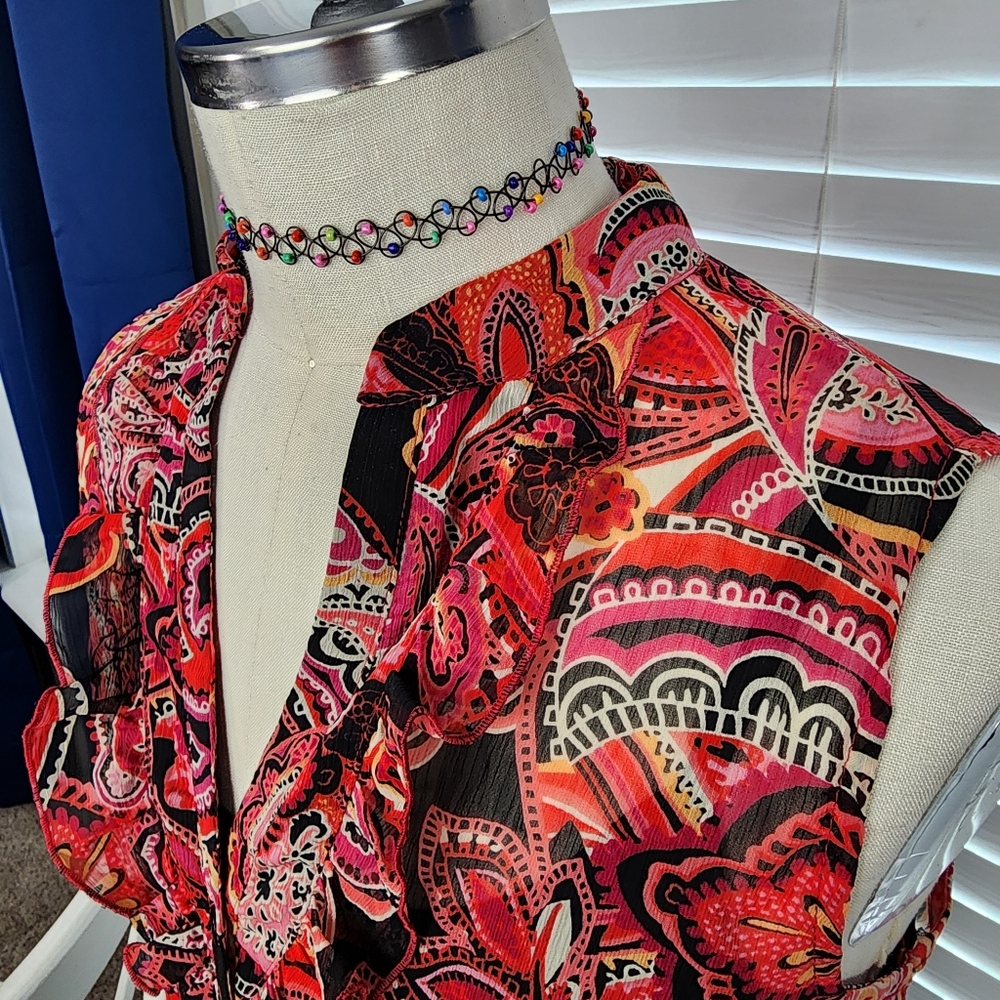 Studio 1940 Sleeveless Black Paisley Shirt Sz Large Business Casual - Picture 5 of 13